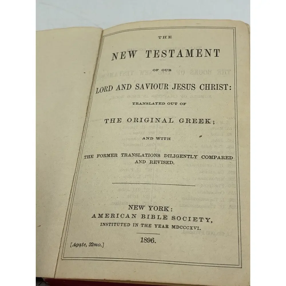 1896 Pocket New Testament American Bible Society Presentation Inscribed